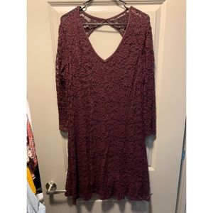 Lace long sleeve plum dress